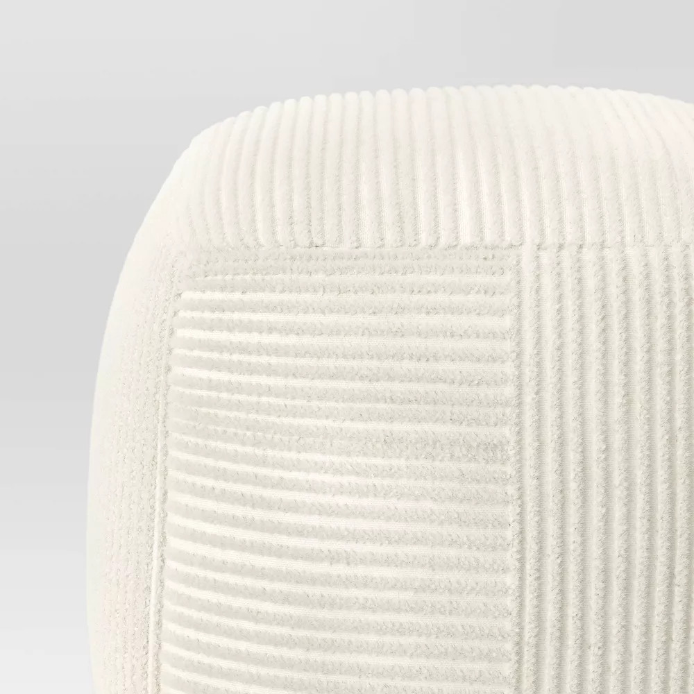 Ribbed Pouf Ottoman Cream - Room Essentials