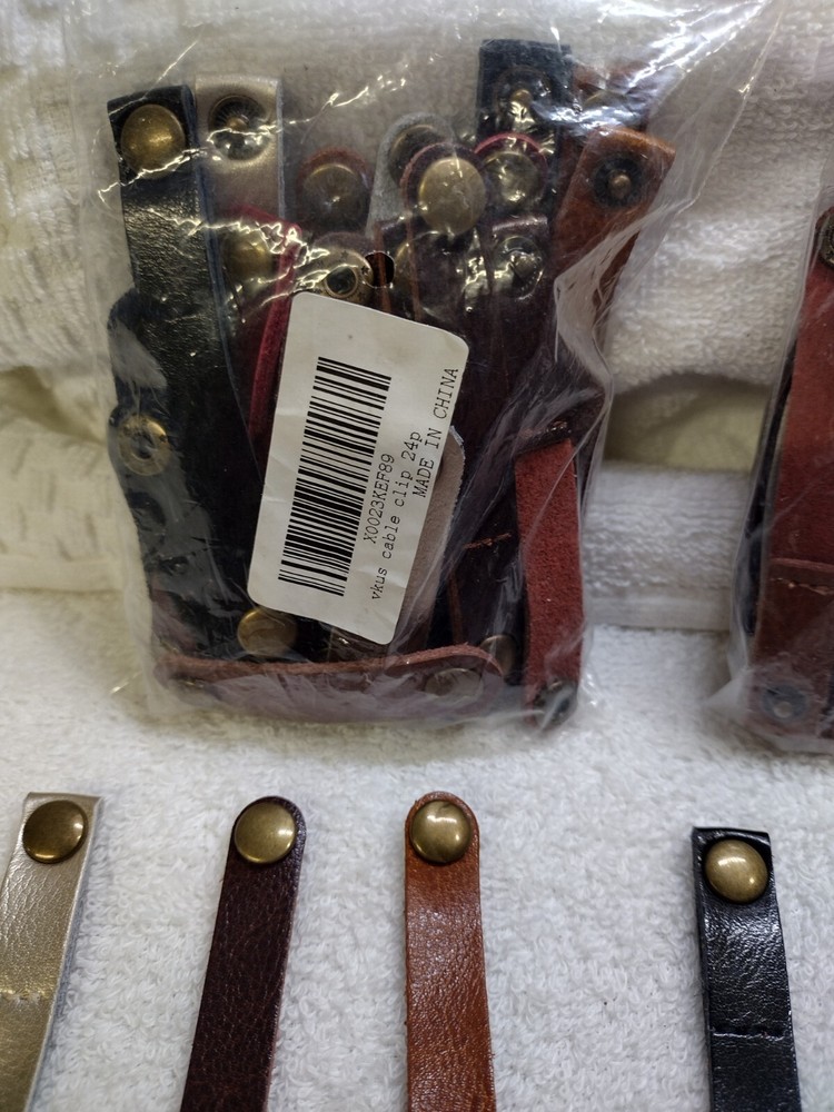 Leather/ USB Cable Clips, Storage Straps/ Assorted Colors/Length/Vkus- 72 pcs