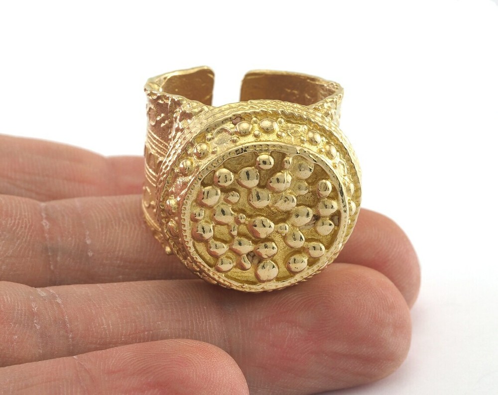 Dotted Adjustable Raw Brass (22.5mm 13US inner size) 3362 ring34