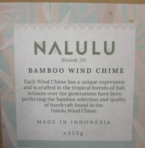 NALULU BAMBOO WIND CHIME, BLOOM 30