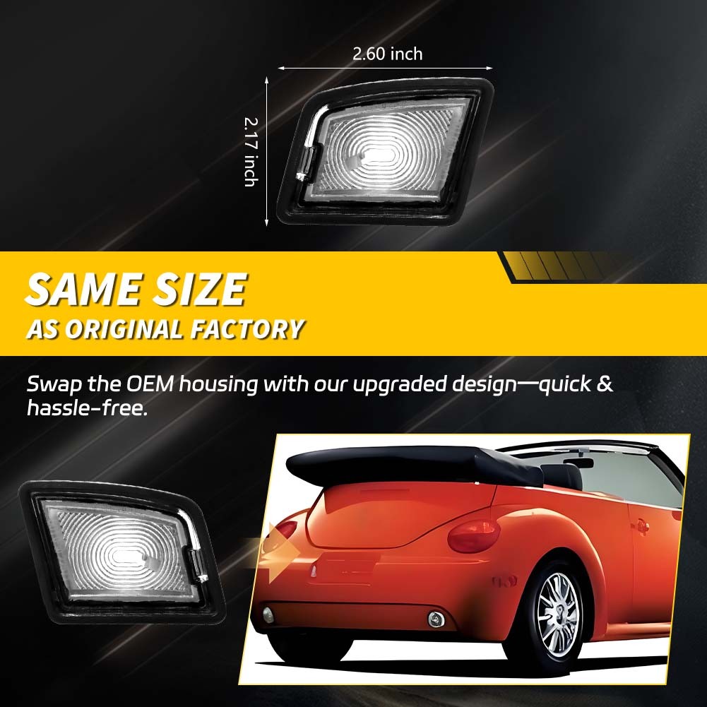 2X Rear License Plate Tag Lights For 98-05 VW Beetle & 03-05 Beetle Convertible