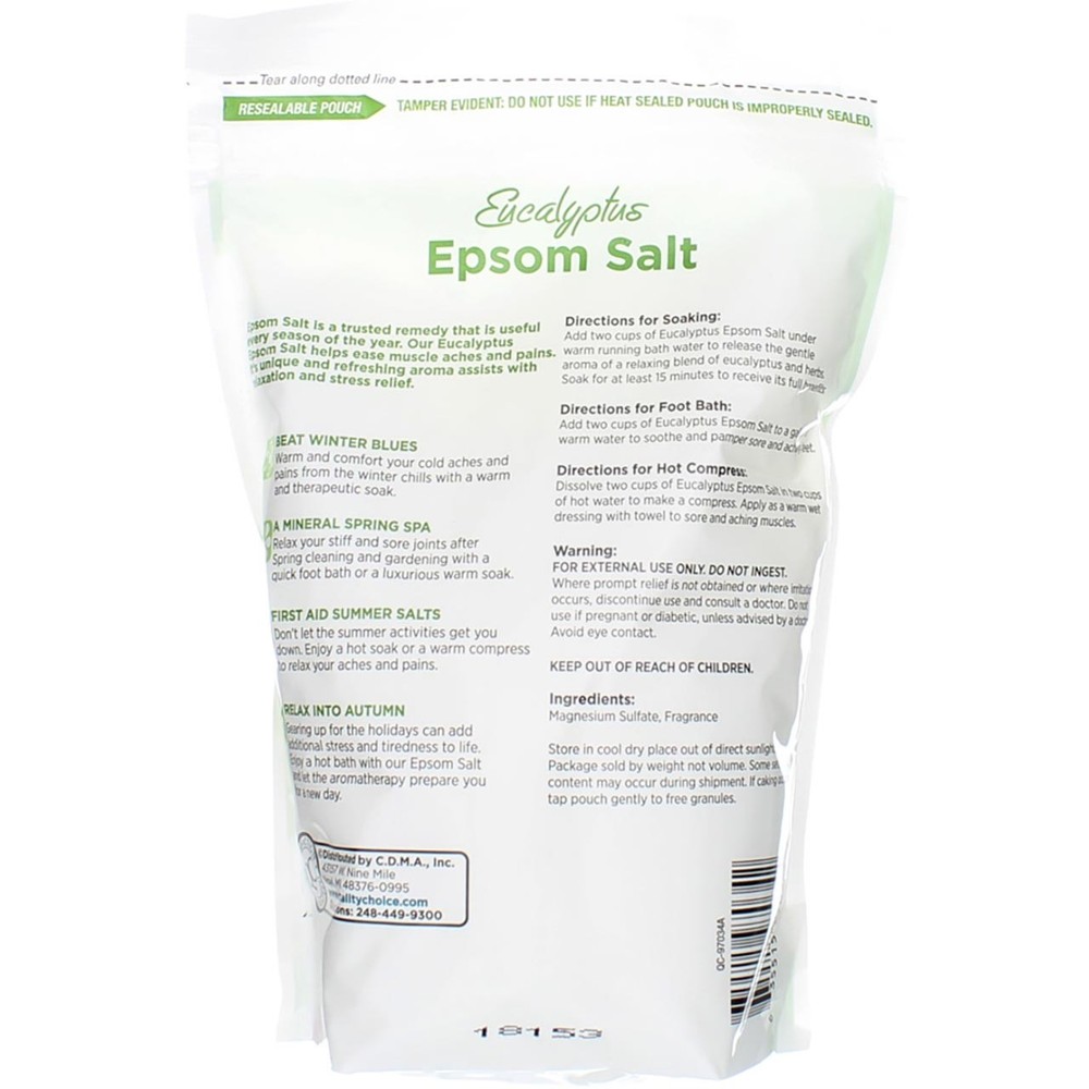 6 Pack Quality Choice Epsom Salt Eucalpts 3lb Bag 1ee