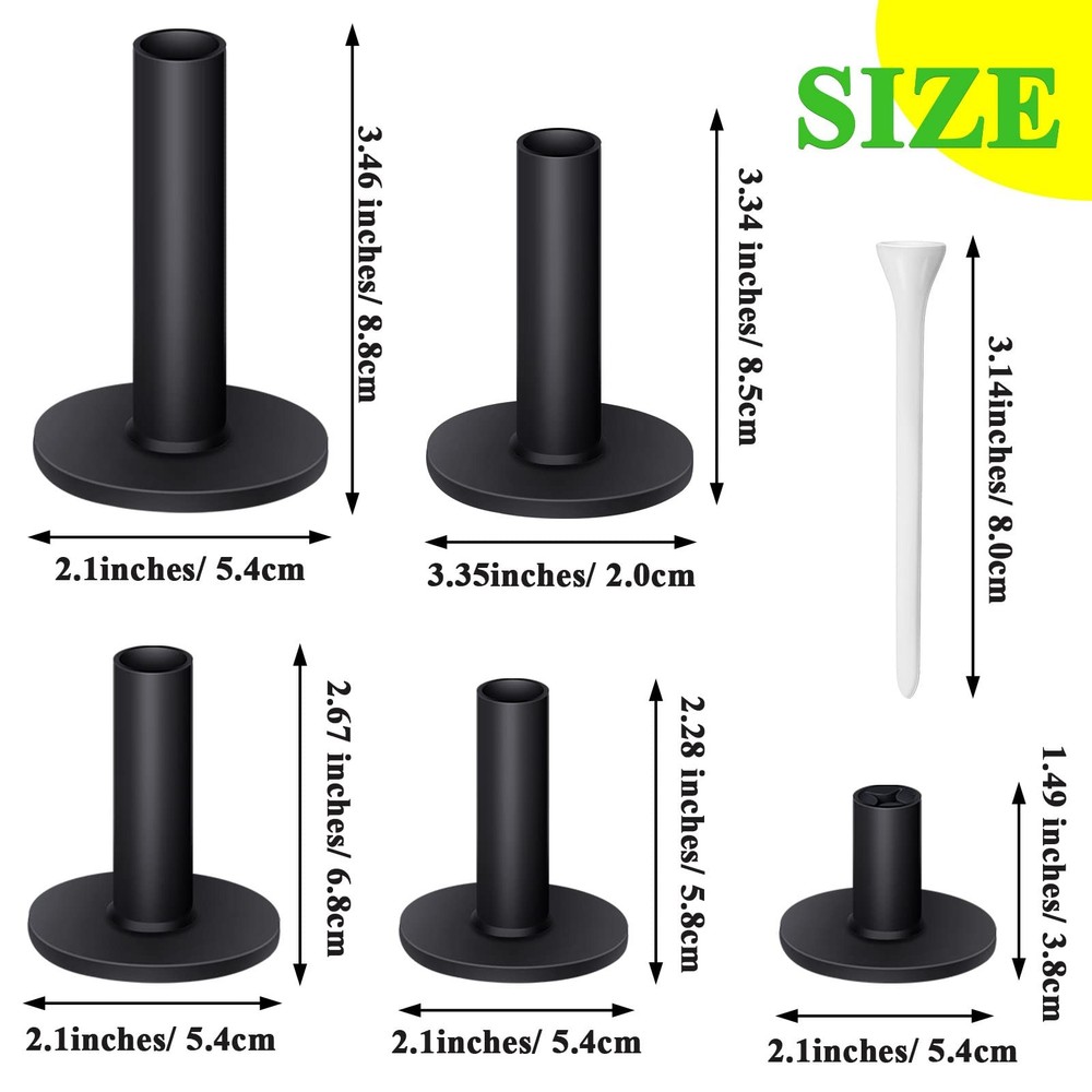 Rubber Golf Tees Set 23 Pieces with Holders for Driving Range & Training