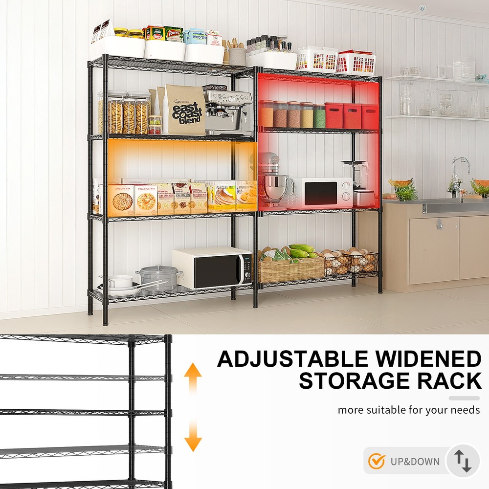 49.2''W Adjustable Storage Shelves NSF Wire Shelving Unit Multiple rows