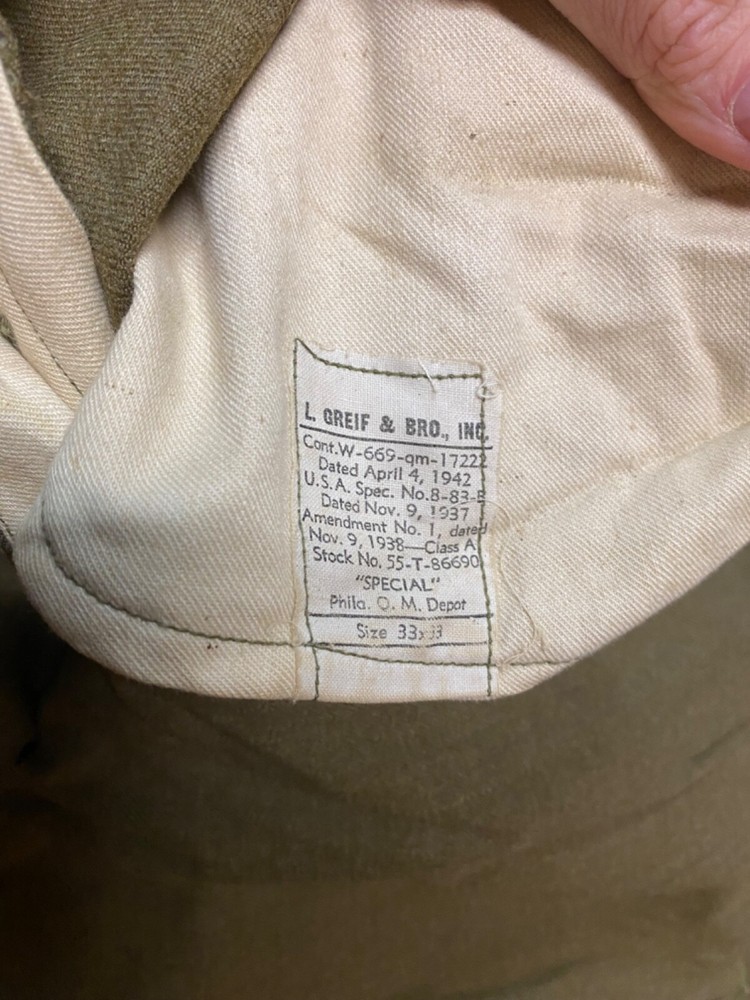 ORIGINAL WWII US ARMY M1938 WOOL COMBAT FIELD TROUSERS- MEDIUM 33 WAIST