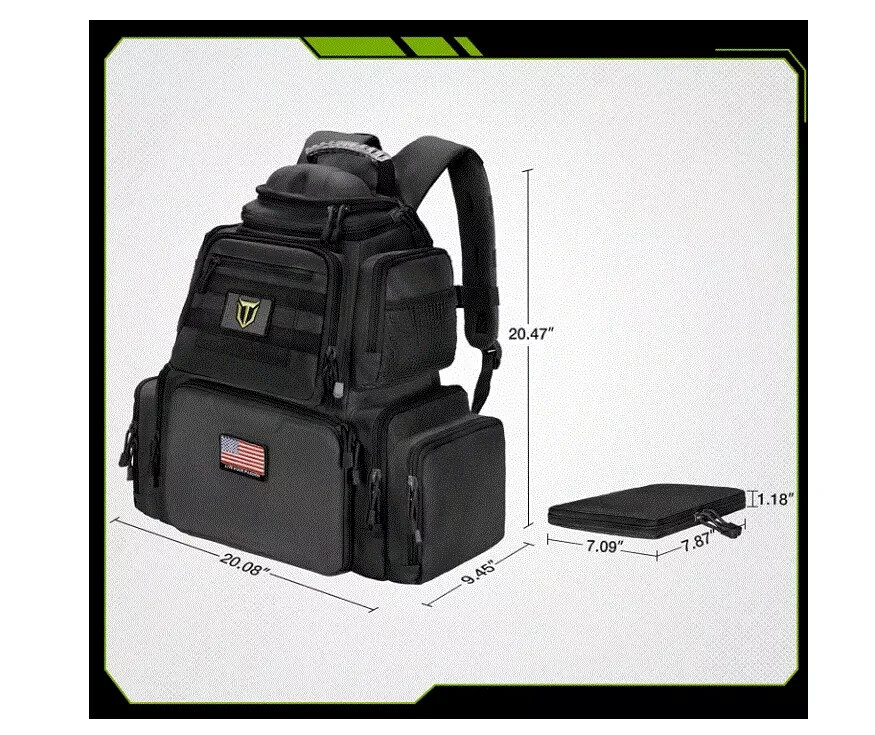 LARGE Tactical Pistol Backpack Gun Bag Shooting Range Firearm Ammo Accessories