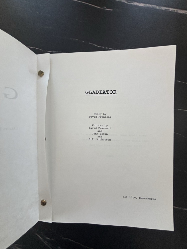 Original Gladiator Full Script Rare 2000 ￼ Dreamworks Universal Studios NEW