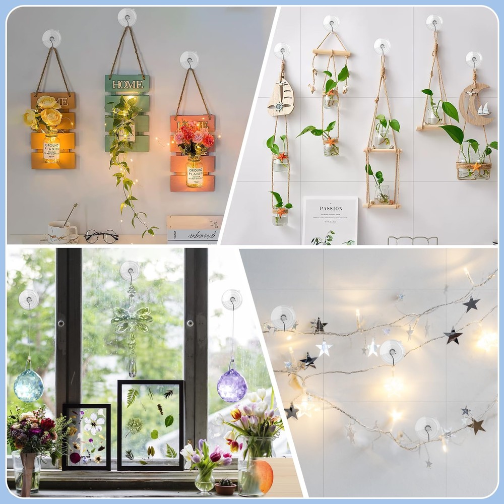 Hangerspace Suction Cup Hooks, 2.5 Inches Clear Cups Large,