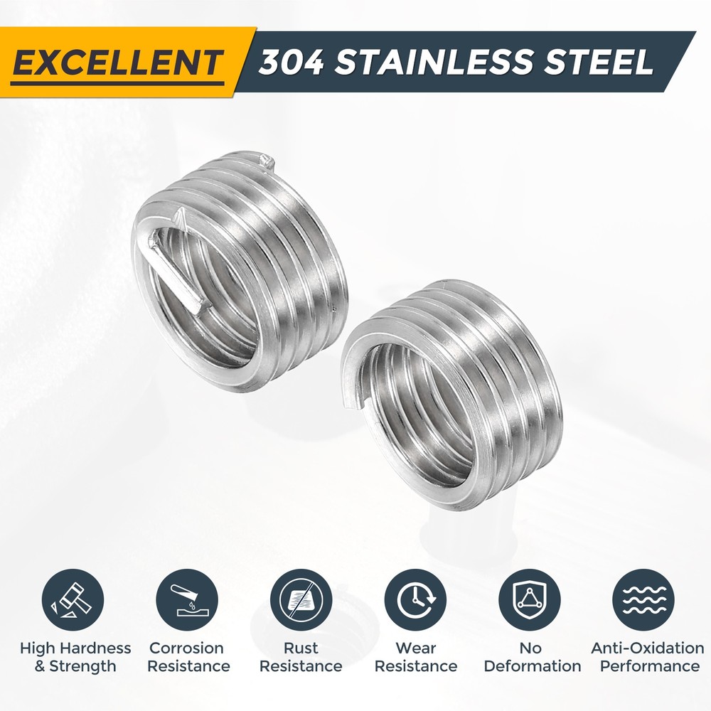 20pcs Wire Thread Inserts M10 x 1.5 x 1D Metric Helical Threaded Sleeve