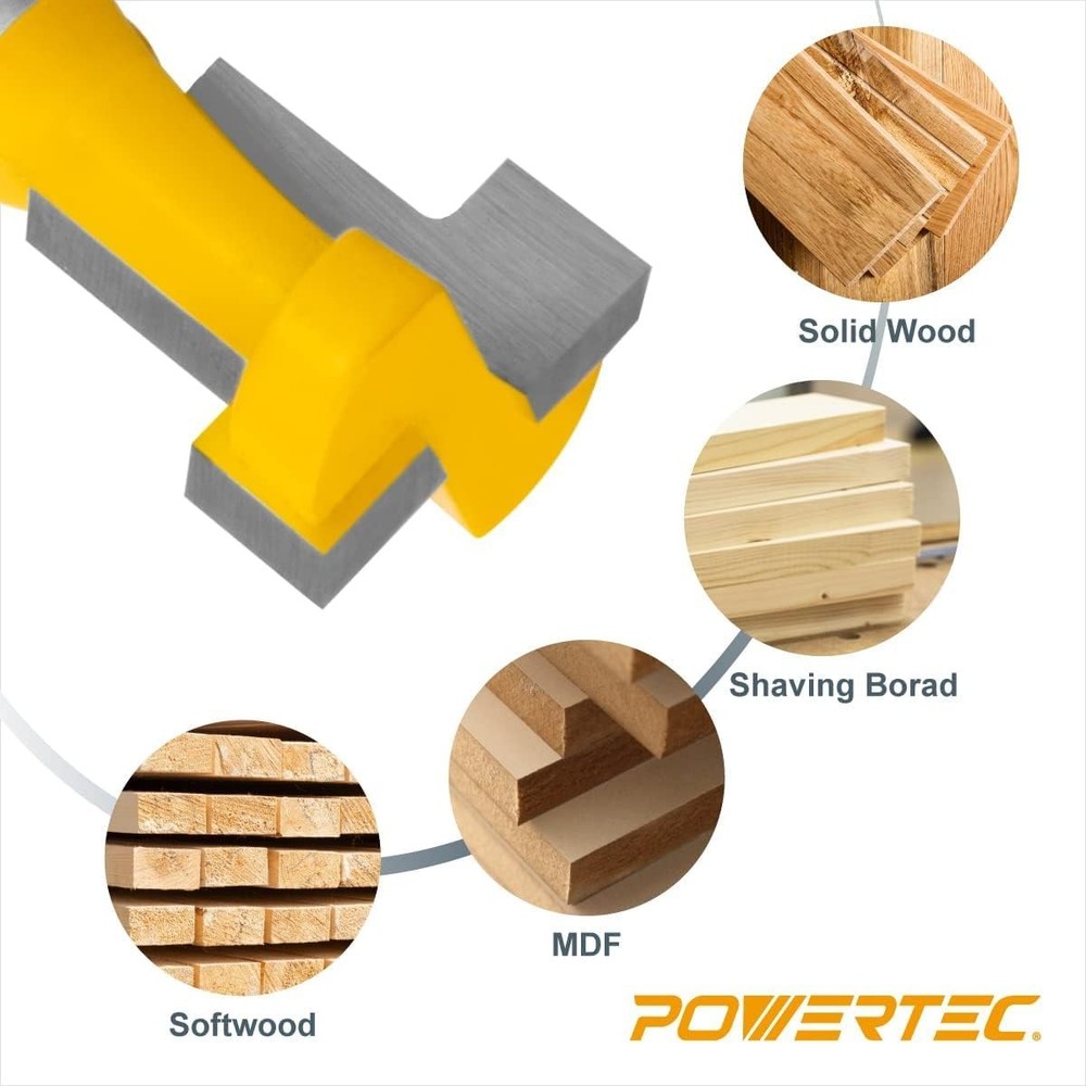 POWERTEC T-Track Router Bit & 10pc Knobs Kit, Tungsten Carbide - Build Jigs