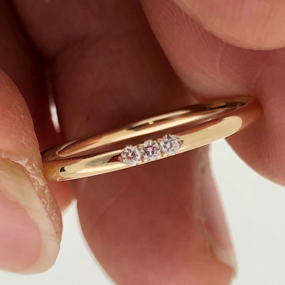 10K Solid Yellow Gold Stackable Ring Natural Diamond Minimalist Wedding Band