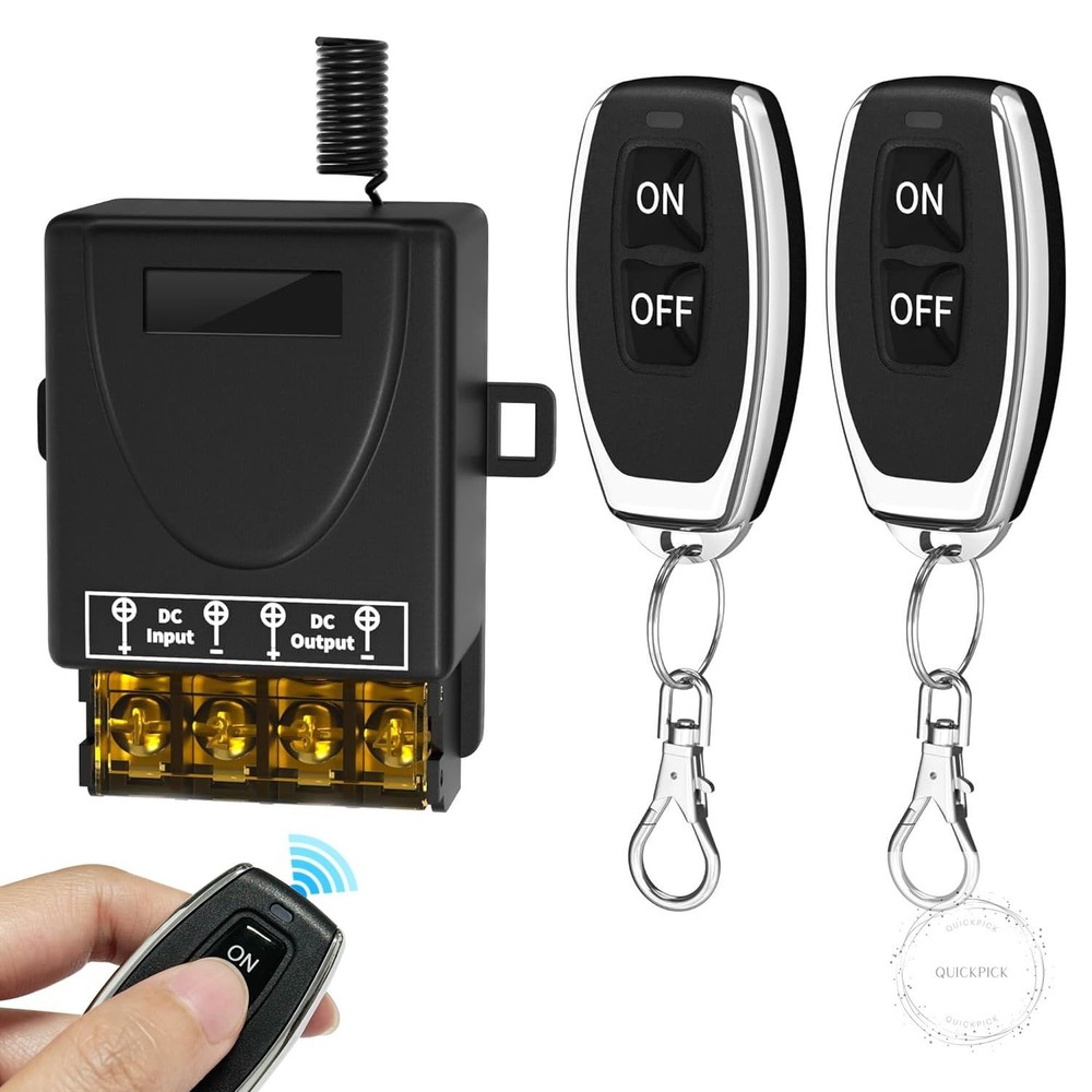 30A 12V Wireless Remote Control Switch Kit - Heavy Duty Relay with 2 Remotes