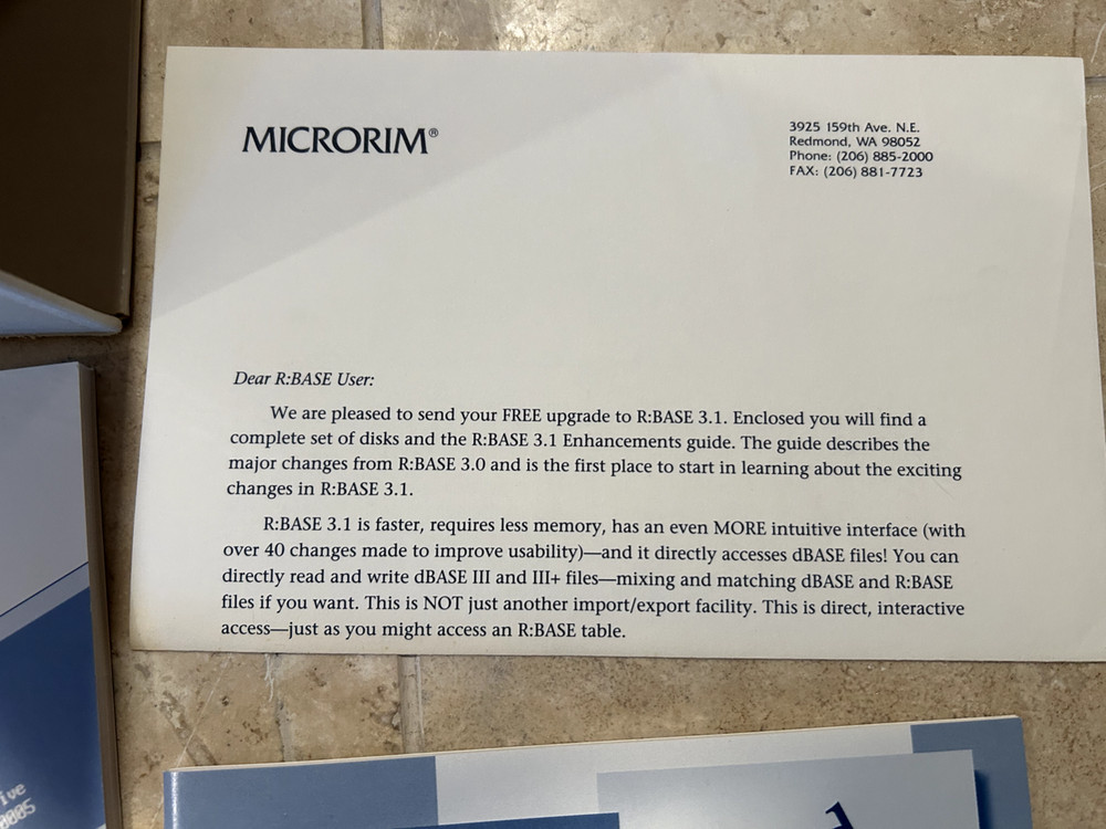 R Base Database Management Software Vintage software 3.0