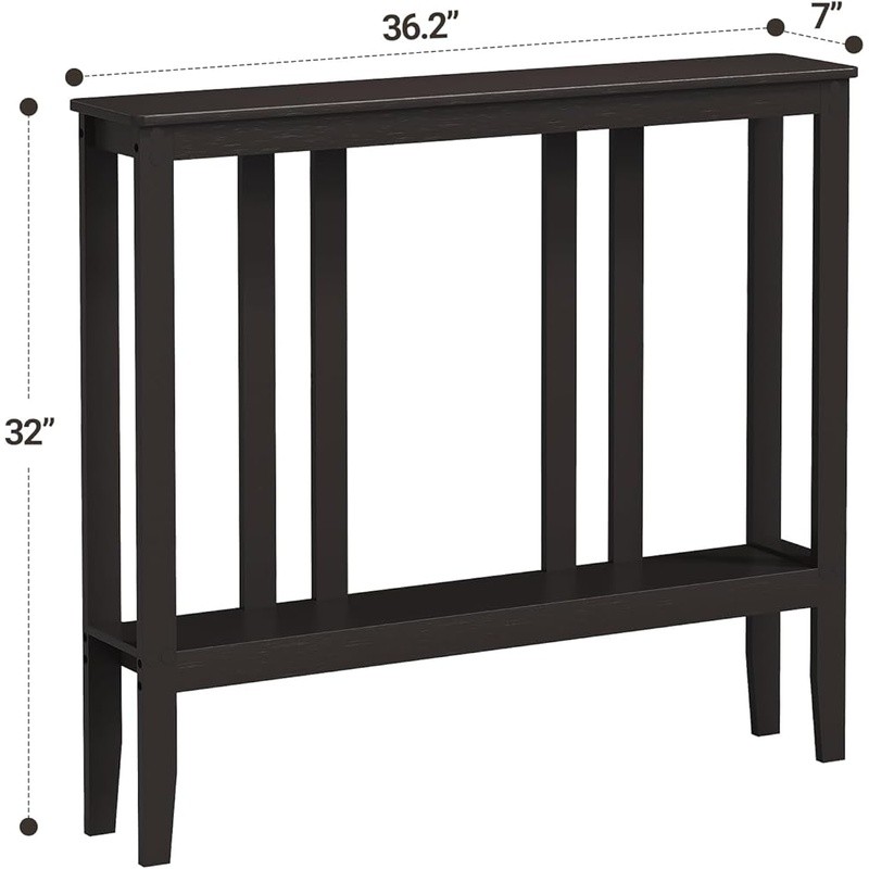 Compact Bamboo Hallway Table 2-Tier Storage Console Entryway Space Saver New