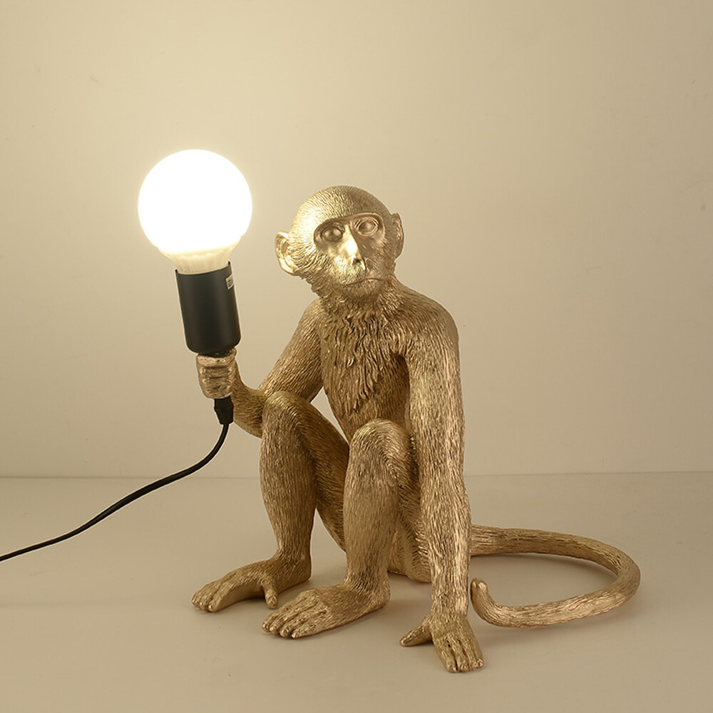 Gold Monkey Table Lamp Sitting Monkey Light Bedroom Monkey Table Light Gift