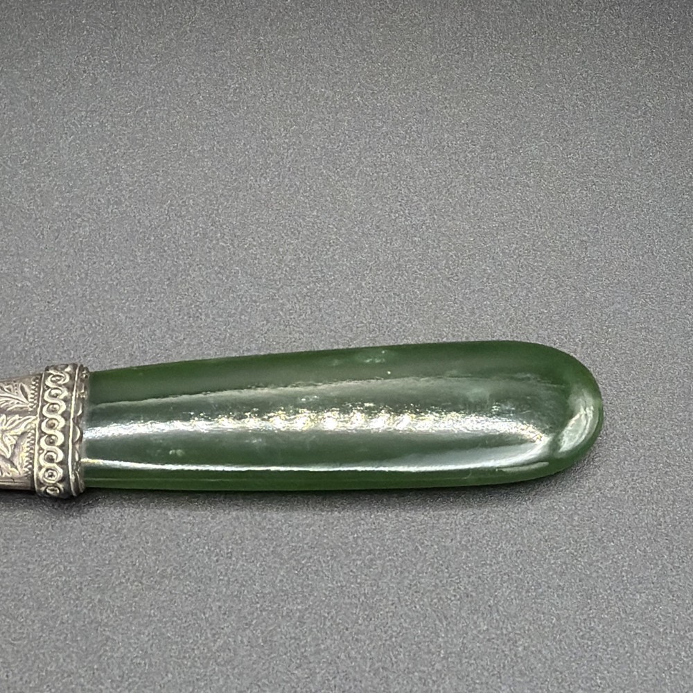 Antique Nephrite And Silver Page Turner