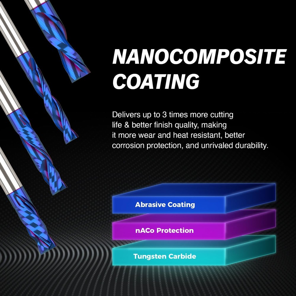 ZahyoX 3/8" Compression CNC Router Bit, NACO Coated Solid Carbide Spiral