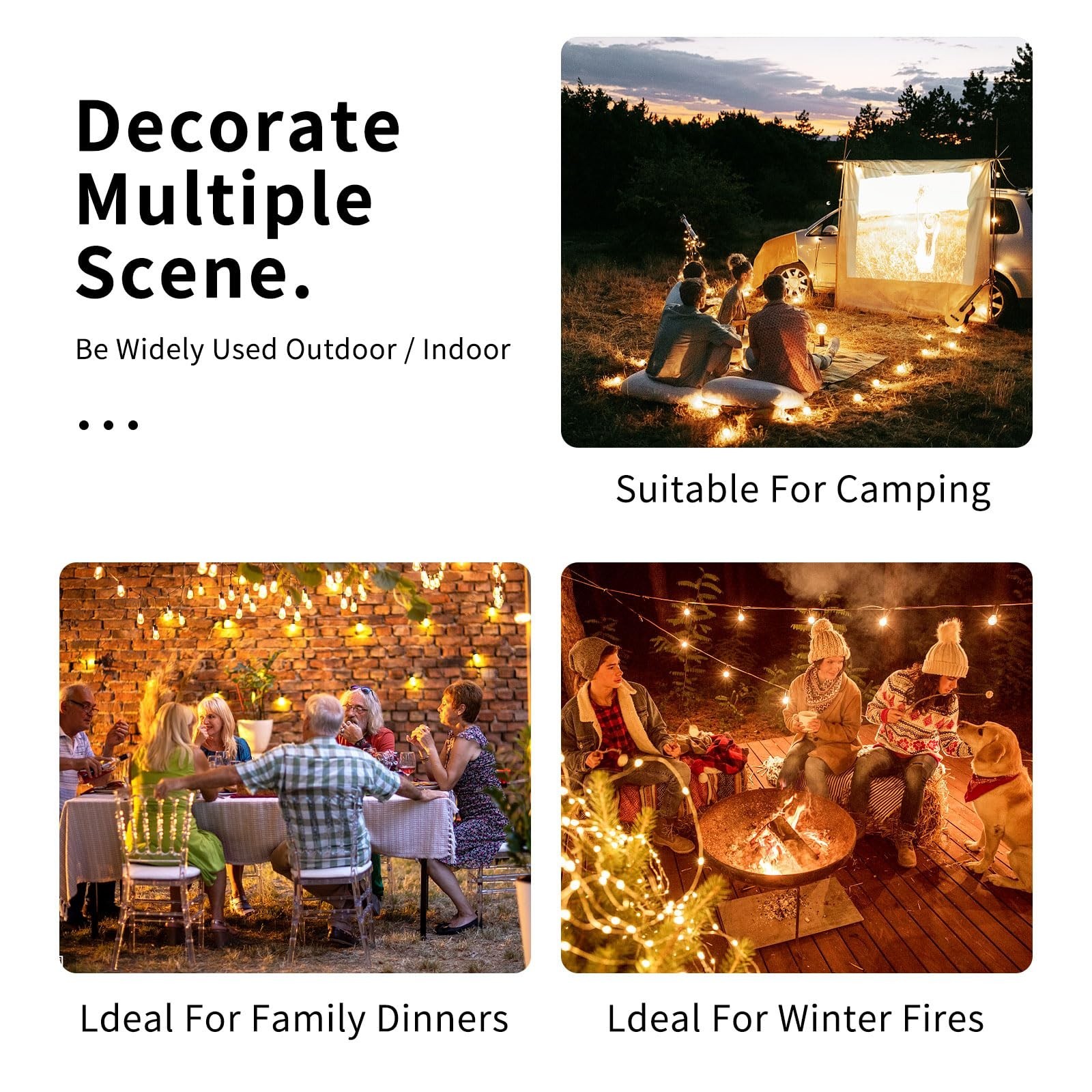 ST38 LED Outdoor Solar Powered String Lights for Patio Yard Porch Party Decor