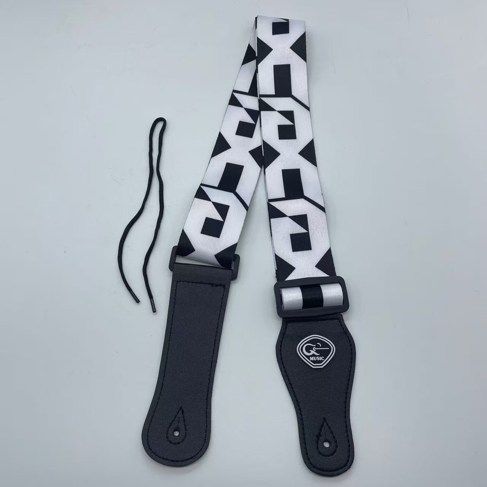 White & Black Letter Pattern - Guitar Strap High quality