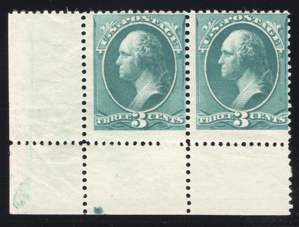 U.S. (Scott 207) 3¢ Washington, Corner Margin Pair, Mint-OG-NH, Nice Position!