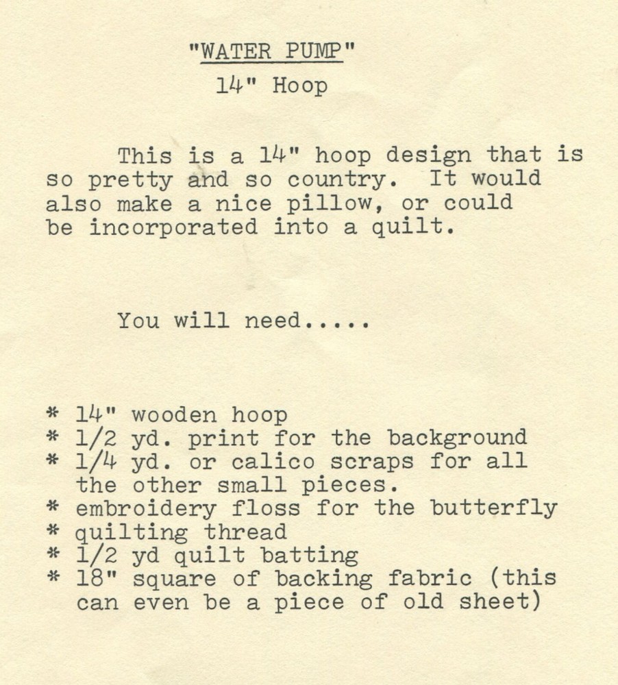 The Water Pump Applique Hoop Pattern by Honey Bee Patterns H5
