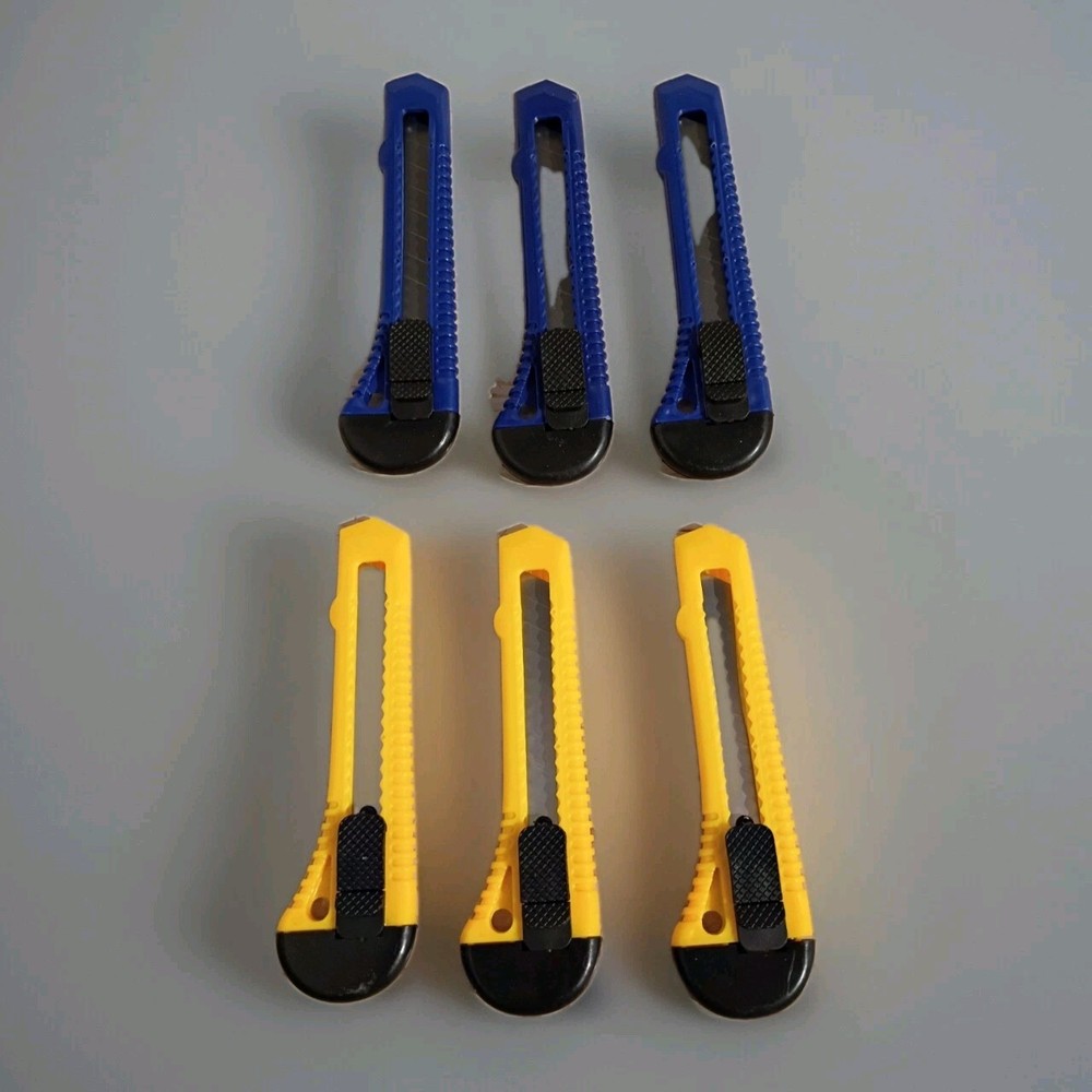 6 Pack -Retractable Utility Knife, (8 Blade) Box Cutter Snap Blade Utility Knife
