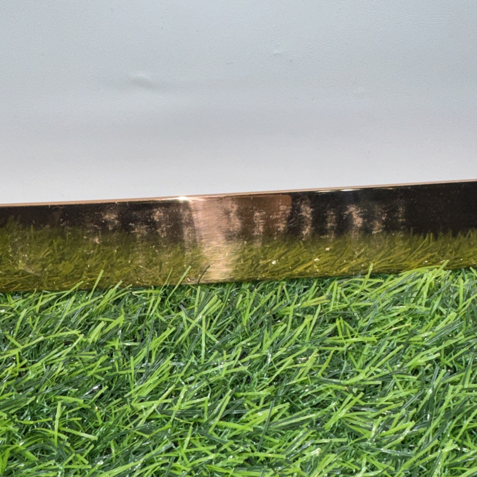 Vintage Solid Copper 24” Utensil Rack Korea Brass Tone Hooks Wall Scuffed NOS