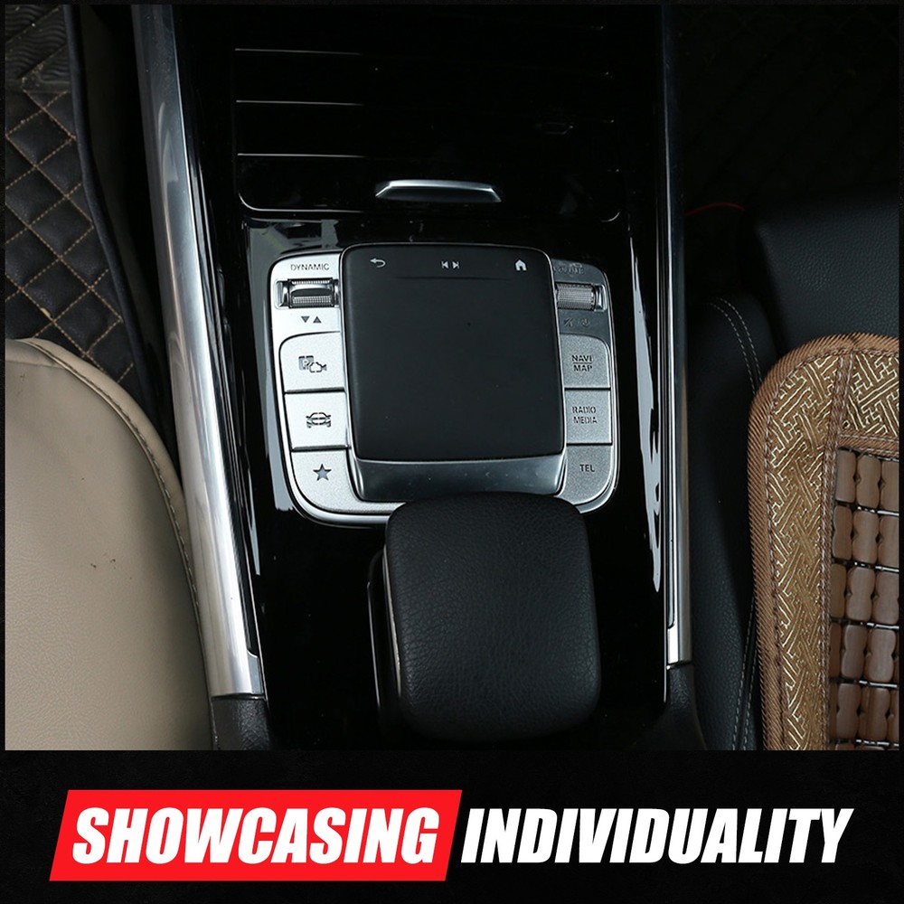 For Benz A-Class 2019-22 Silver Aluminum Multimedia Button Switch Middle Console