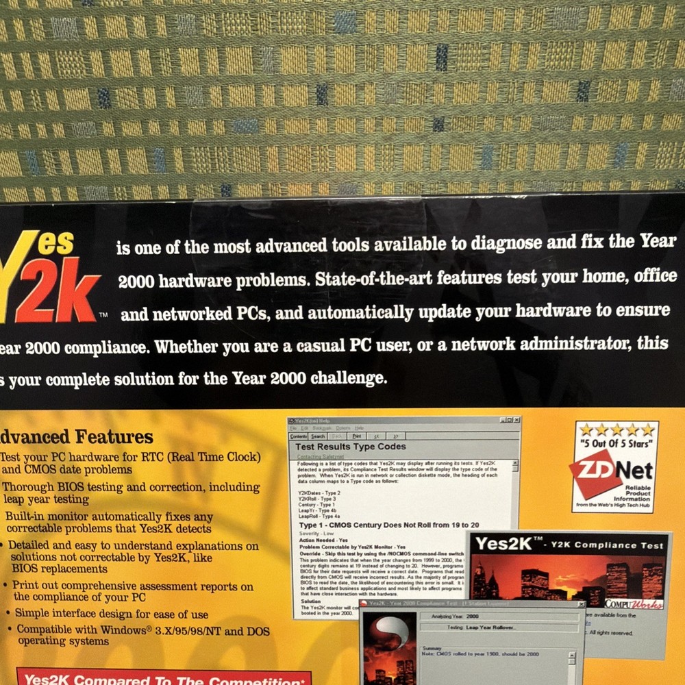 CompuWorks Yes Y2K Find & Fix PC Hardware Year 2000 Date Problems - Sealed
