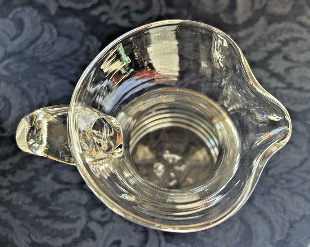 Hand Blown Clear Glass 7" Pitcher with Applied Handle, Pontil, Versatile