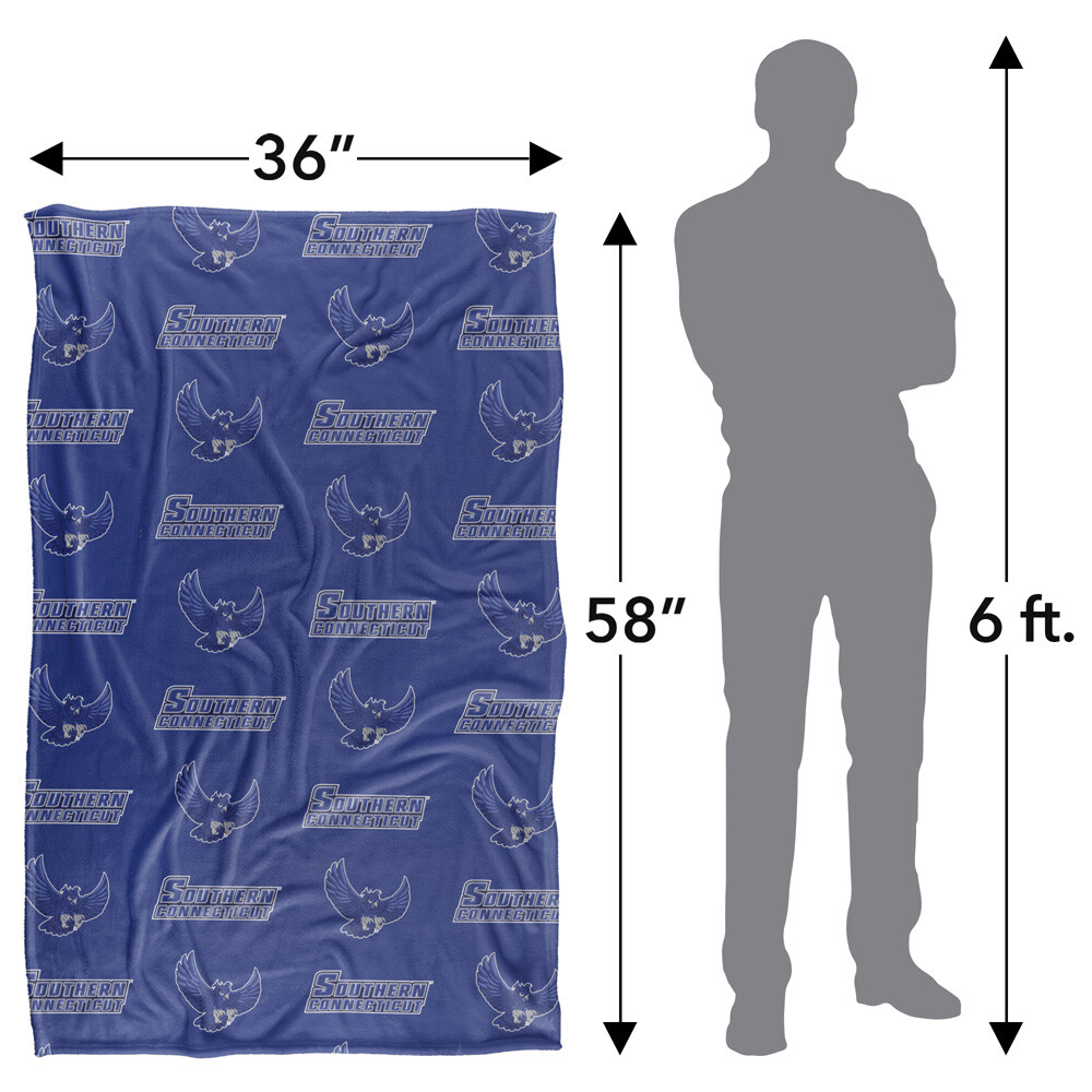 Southern Connecticut State University Logo Pattern Silky Touch Throw Blanket