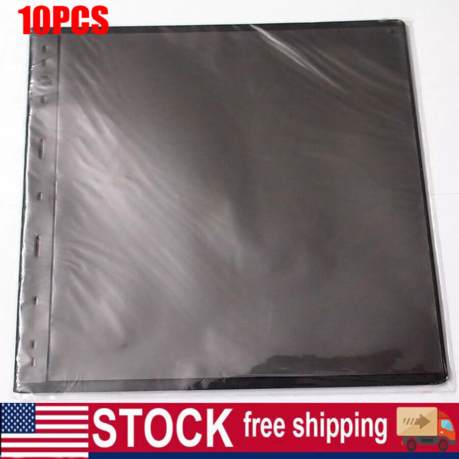 (1 Strip) 10 Sheet of Stamp Stock Pages w 9 Binder Holes - Black & Double Sided