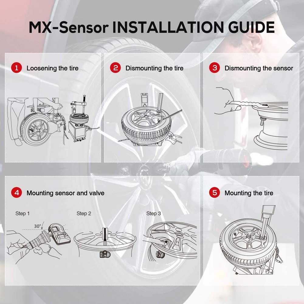 4pcs Autel MX-Sensor 315&433MHz Programmable TPMS Universal Tire pressure Sensor