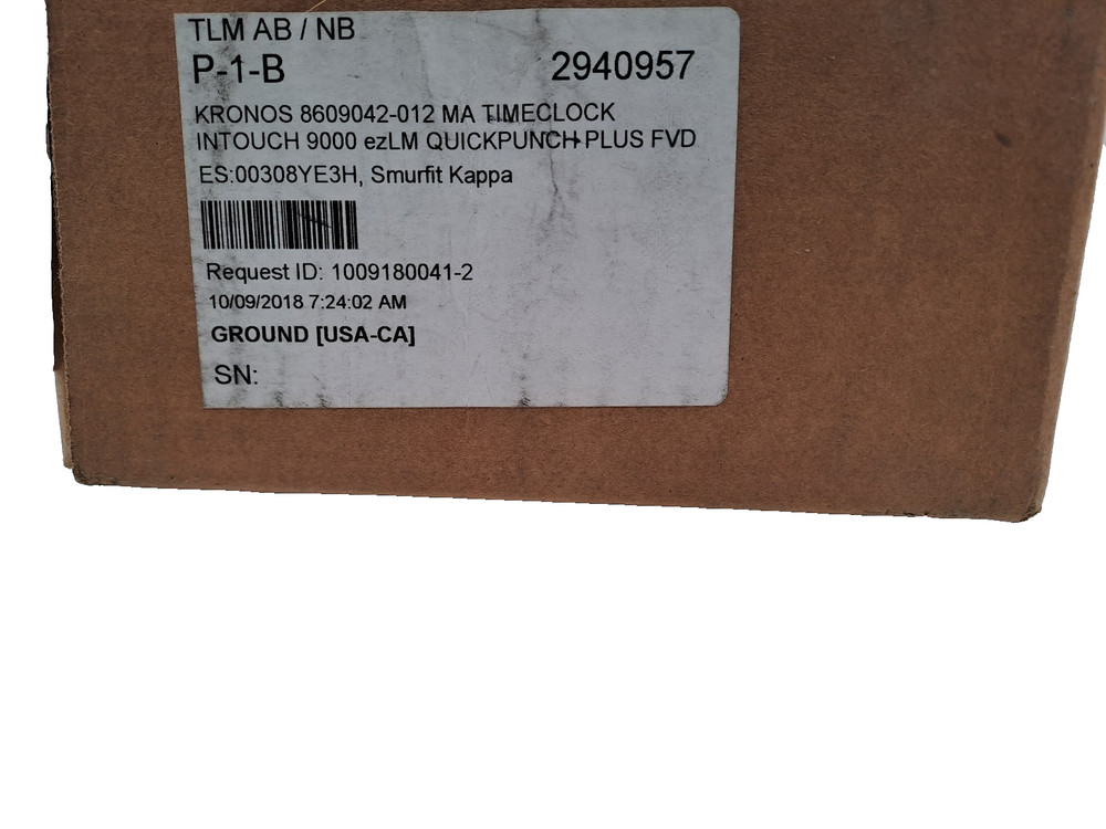 Kronos 6809042-012 MA Timeclok Intouch 9000 Quickpunch plus FVD Reader