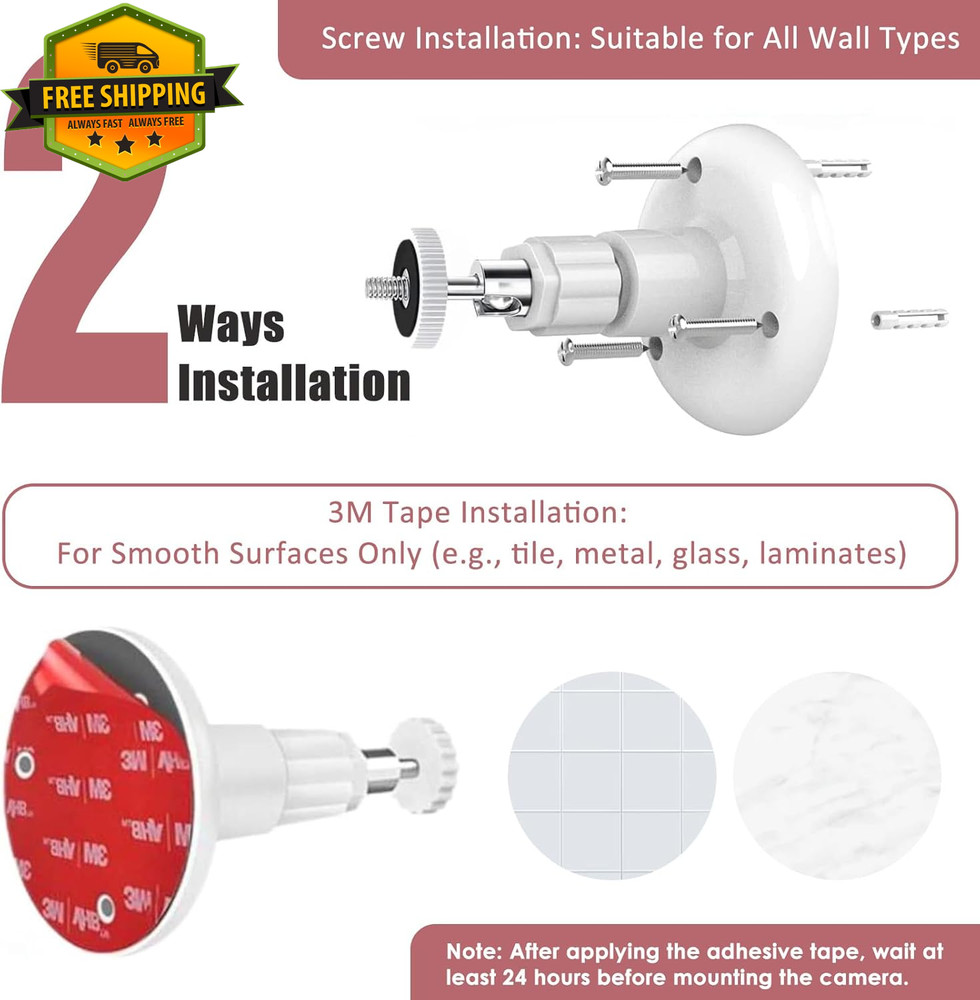 2 Pack Security Camera Mount No Drill Adhesive Wall Bracket Ring Arlo