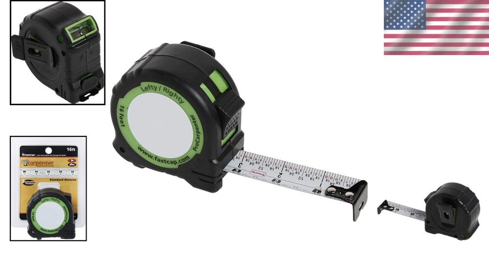 Versatile 16ft Standard/Reverse Measuring Tape with Built-In Pencil Sharpener