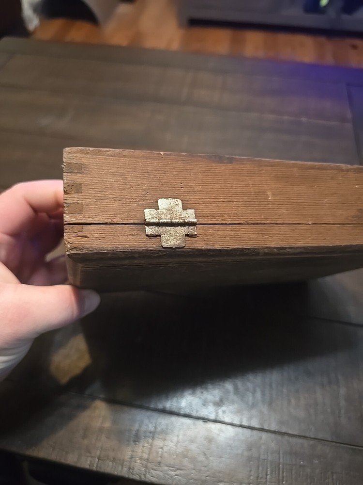 Kingsley Machine Empty Small Parts Wooden Box, Empty Hinged