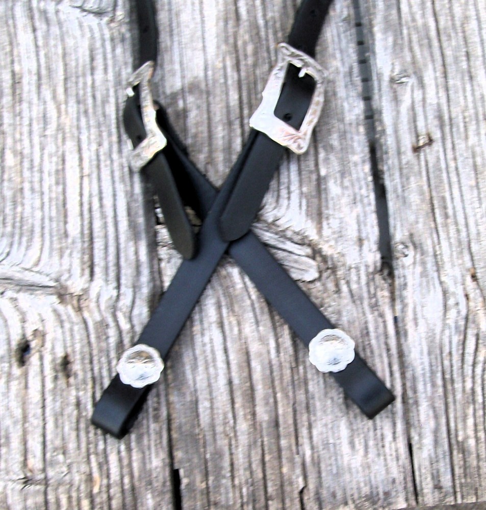 Bridle Headstall Loop Rein Split Reins Black Beta Bio-thane Concho - tie one ear