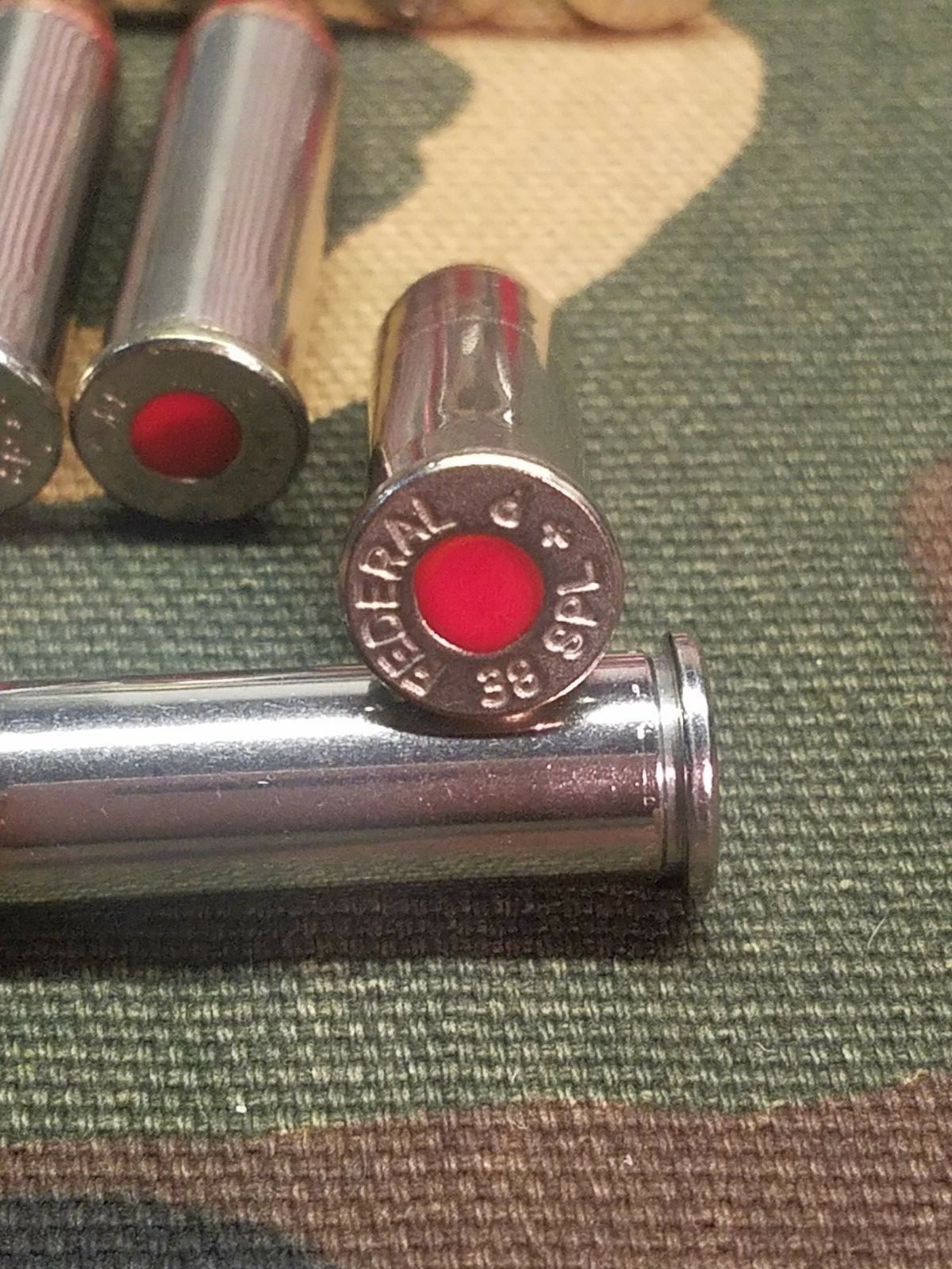 38 SPECIAL SNAP CAPS SET OF 10, NICKEL+RED, REAL 125gr WEIGHT!!!