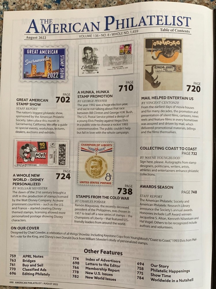 American Philatelist Magazine 2022, August