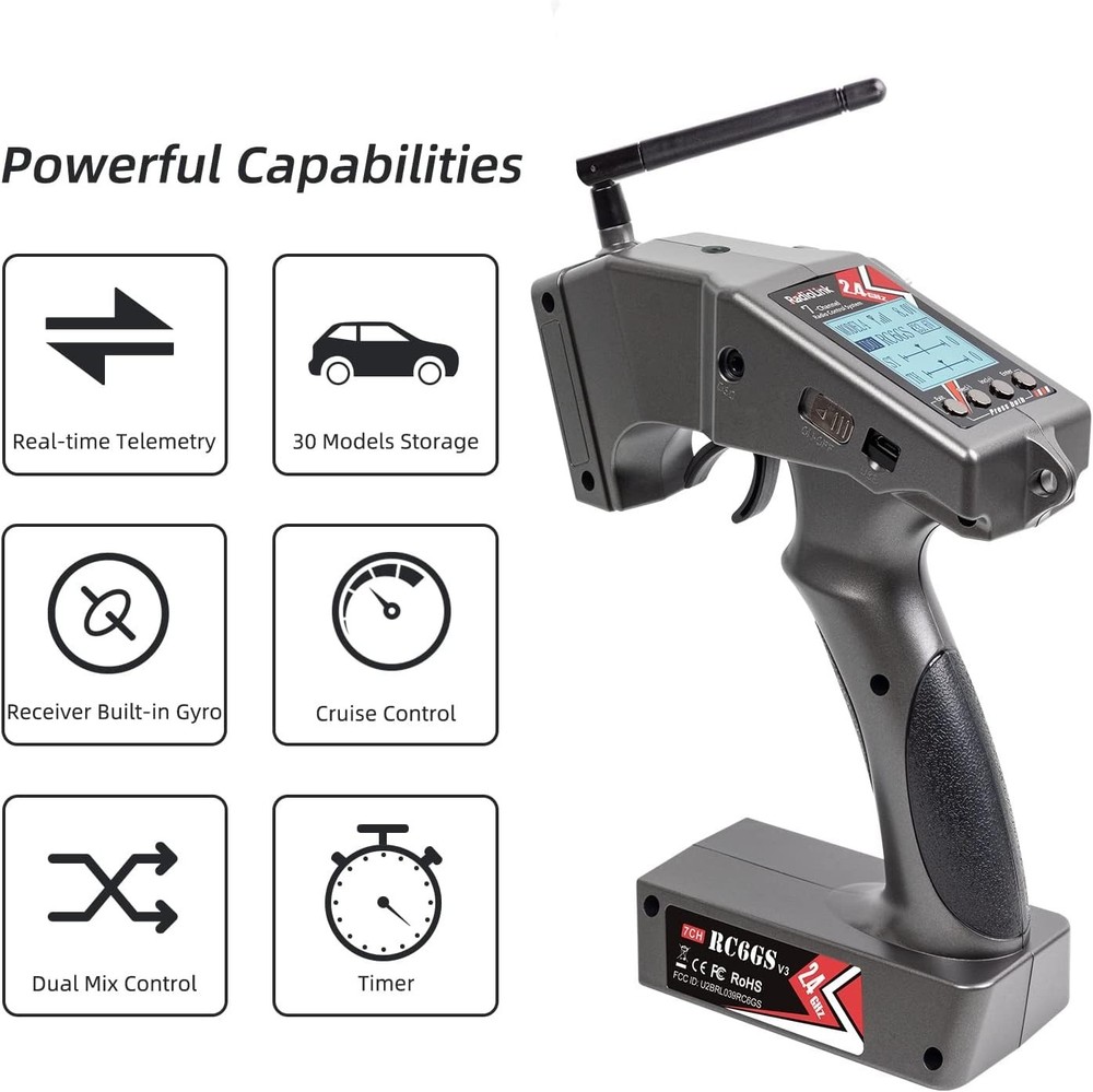 Dual Rate RC Transmitter for Vehicles with Telemetry and Mixed Control Features
