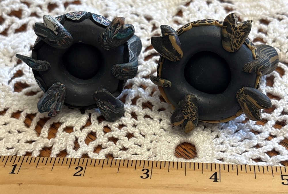 2 Polymer Clay Turtle Figurines