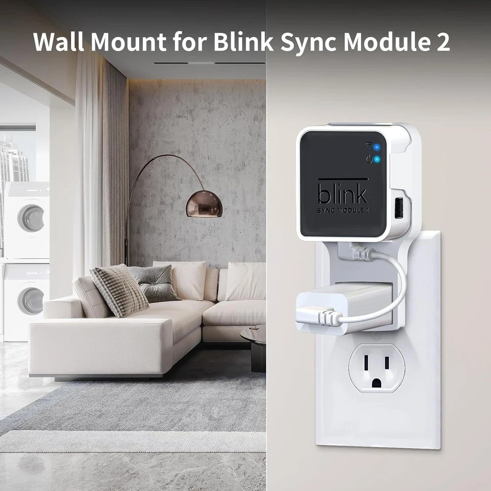Wall Mount for Blink Sync Module 2 with Short Cable - save Space - No Messy Wire