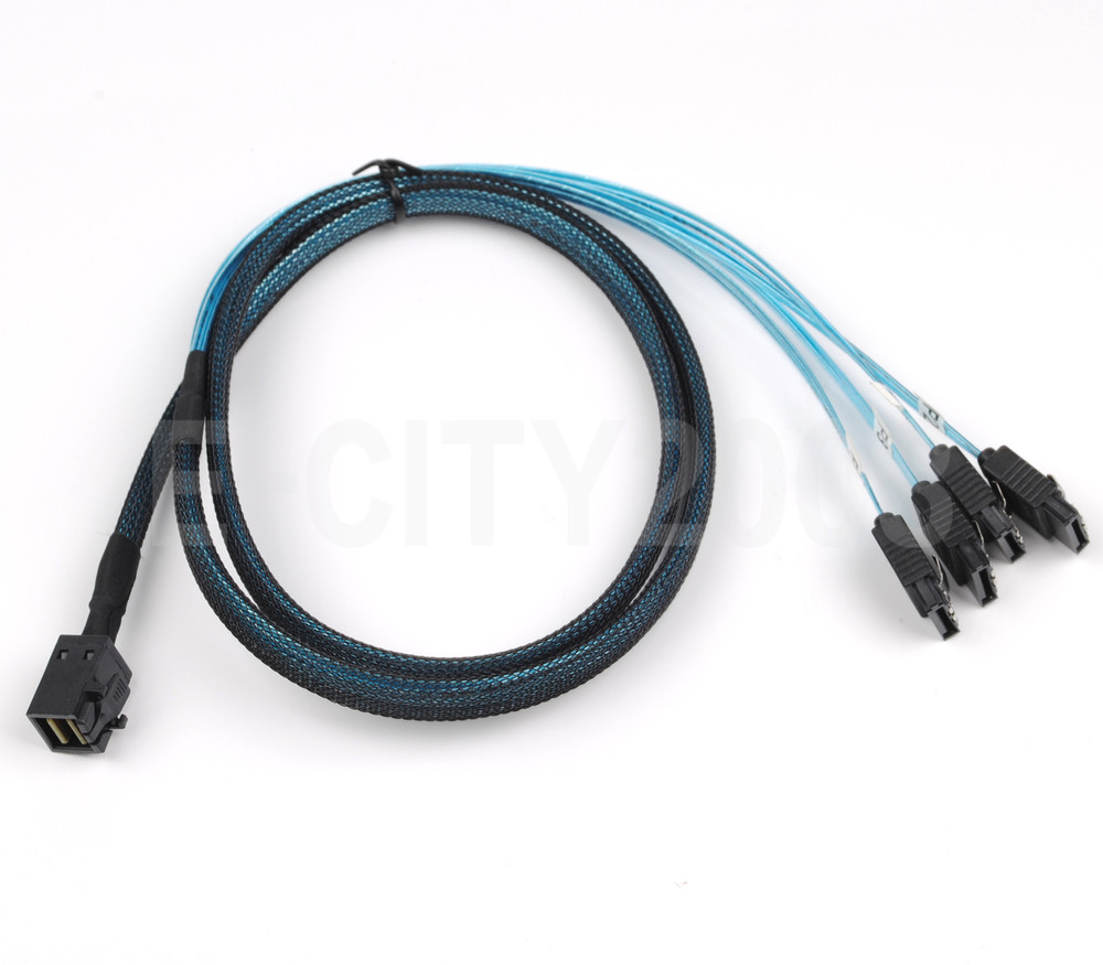 Mini SAS SFF-8643 to 4 SATA 7Pin Hard Disk 6Gbps Data Server Raid Cable 1M