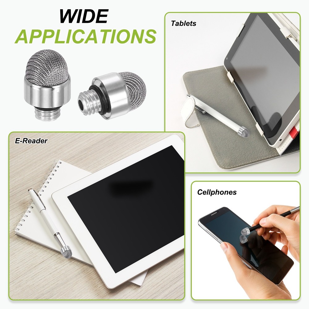 8Pcs Stylus Pen Fiber Tips 8mm Conductive External Thread Replacement, Gray