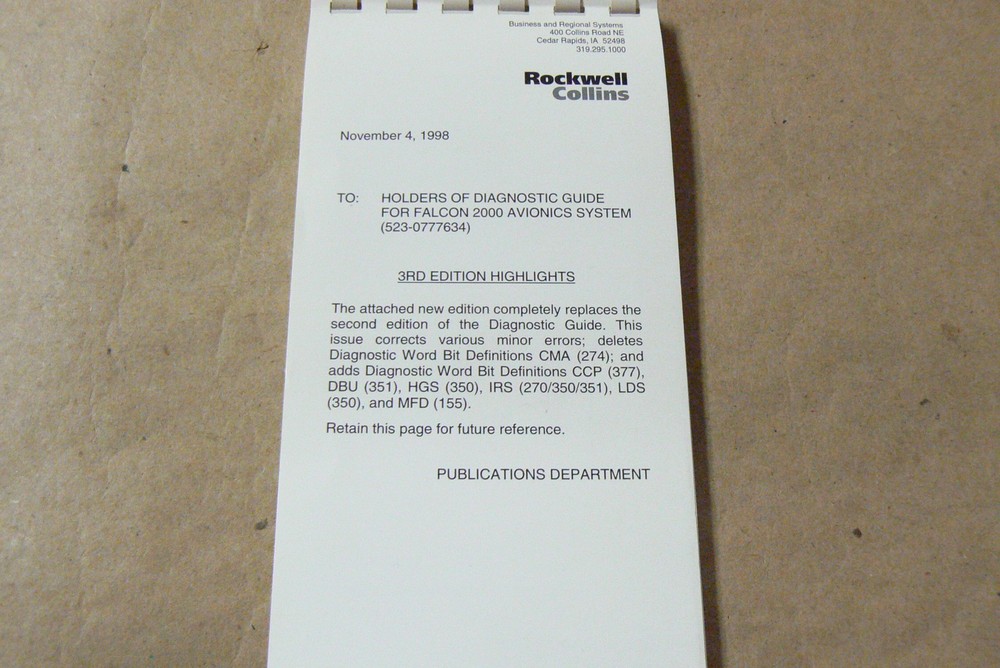 Rockwell Collins Falcon 2000 Avionics System Diagnostics Guide 3rd Edition
