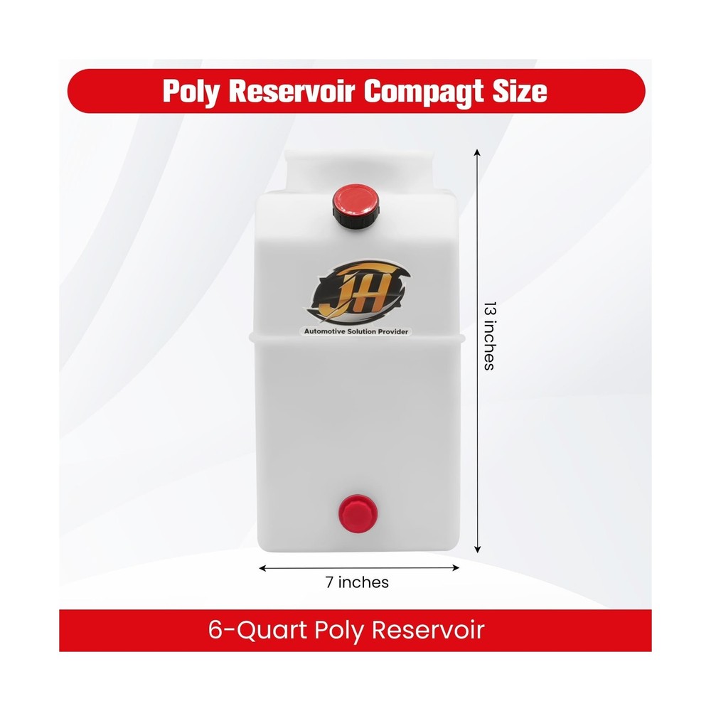6 Quart Poly Power Unit Reservoir for Hydraulic Systems, Polyethylene Flat Bo...