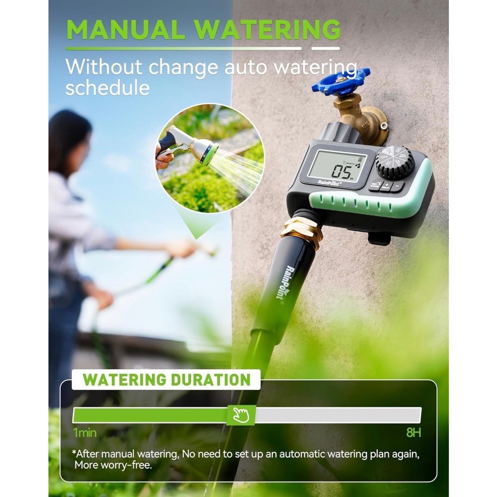 RAINPOINT Programmable Sprinkler Timer for Garden Hose Automatic Watering System