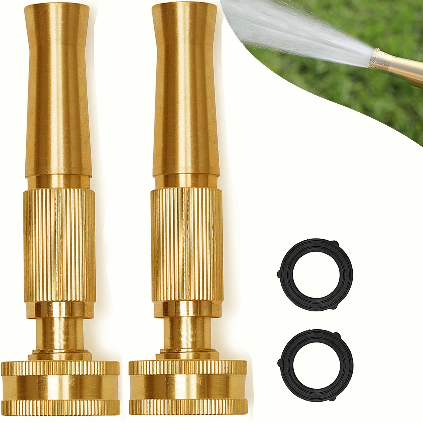 Morvat Solid Brass Heavy Duty Twist Garden Hose Jet Nozzle, 2 Pack