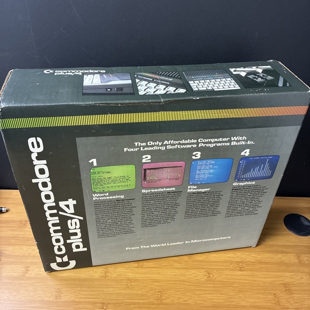 Commodore Plus/4 Vintage Home Computer with Box, Accessories, Manuals Untested